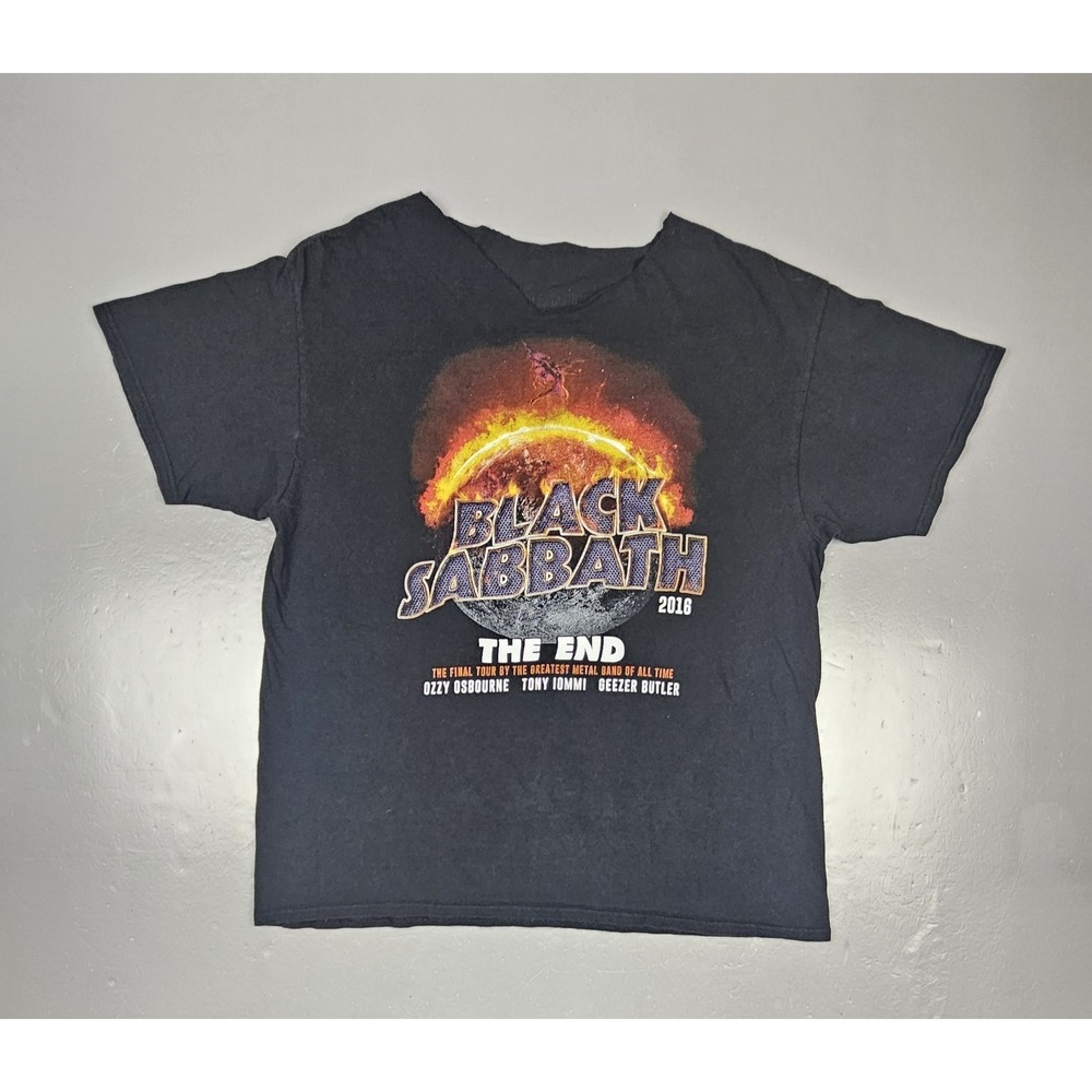 Black Sabbath Band‎ T-Shirt Mens XL 16' The End Tour Ozzy Osborne Chopped Collar